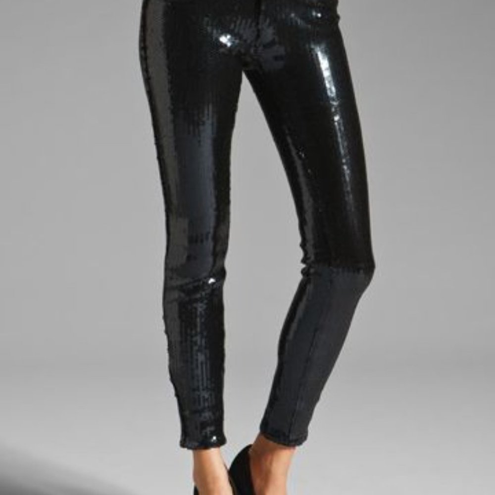 Wildfox Raquel Sequin Skinny Jean, Black, Size 24